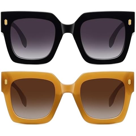 STORYCOAST Retro Square Sunglasses for Women Men Trendy Oversized Sunnies Big Shades Black/Brown Cover