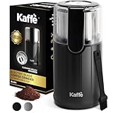 Kaffe Electric Coffee Grinder with Removable Cup (3.5oz) - Black - Cleaning Brush Included - Espresso Coffee Bean Grinder for Home Use