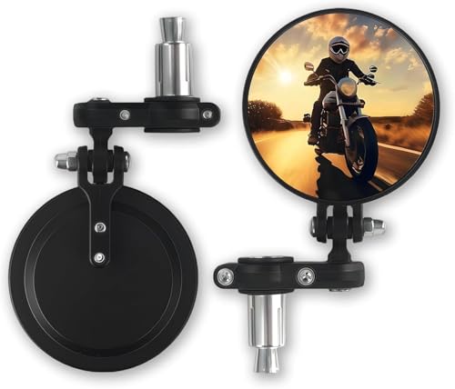 XUTONG 1 paio Rotondi Moto Specchietti,22mm Specc Motociclo Specchietto Retrovisore Universali ,Specchietti Metallici Resistenti Agli Urti, per Moto Street Bike Dirt fuoristrada
