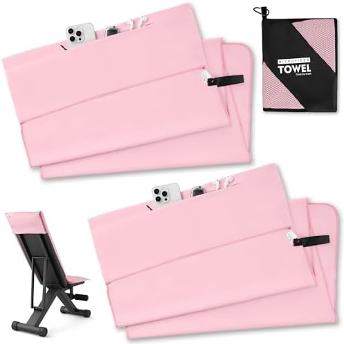 Novent Fitness Handtuch aus Mikrofaser 2er Set, 120x50cm Gym Handtuch mit Reißverschluss Tasche, Kompakt, rutschfest & Schnelltrocknend Sporthandtuch Fitnessstudio für Sport, Reise
