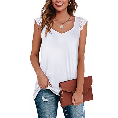 Damen Bluse, Elegant Sommershirts Shirt für Sommer V-Ausschnitte Einfarbig...