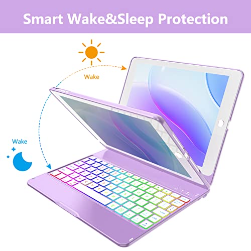 Mmk Ipad Keyboard Case 9.7 For New Ipad 2018 (6Th Gen) - Ipad Pro 2017 (5Th Gen) - Ipad Air 2/ Air -Detachable Wireless Bluetooth Keyboard - Magnetic Auto Sleep/Wake (Purple) #TOP3