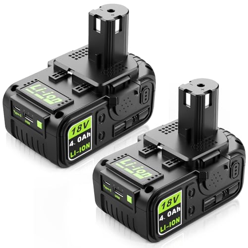 Bsioff 2-Pack 4.0Ah 18V Lithium-on Battery-USB Replacement for Ryobi ONE+ Tools - Compatible withP108 P102 PBP005 & More