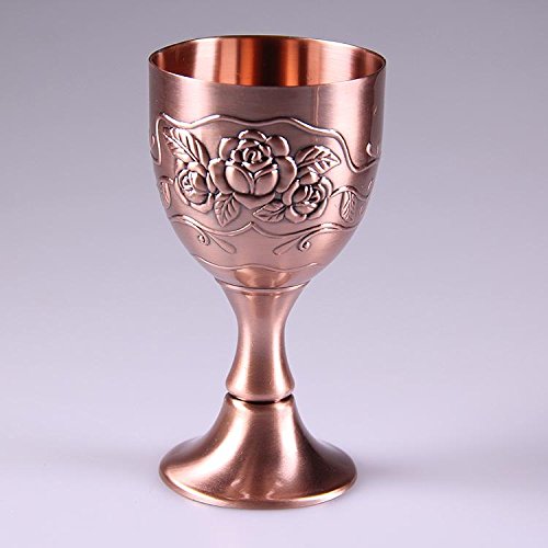 Lzour Gobelet en cuivre Rouge gaufré Calice Coupe-vin 11 * 6cm Cover
