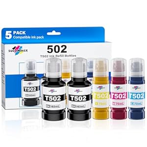 502 botellas de repuesto de tinta (tinta NotSublimation) para Ecotank ET-3760 ET-2850 ET-3850 ET-2760 ET-15000 ET-4850 ET-4760 ET-2750 ET-3750 ET-3830, repuesto compatible con impresoras Ecotank pson