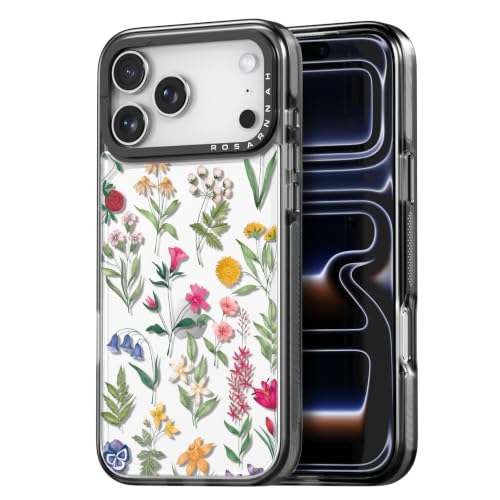 Rosarnnah for iPhone 18 Pro Case Aesthetic Black, Nature Flower