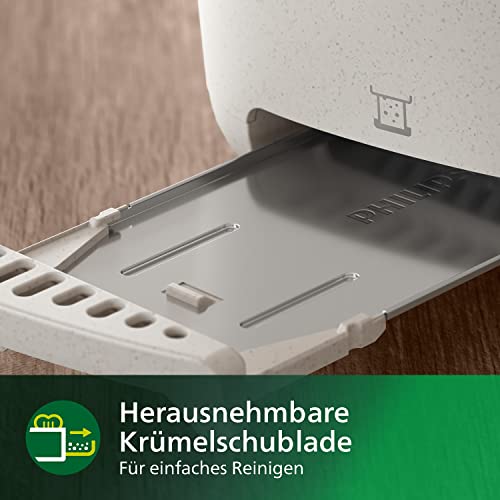 Philips Toaster Eco Conscious Edition - 2 Toastschlitze, 8 Stufen, Brötchenaufsatz, Auftaufunktion, hergestellt aus Altspeiseöl, seidenweiß-matt (HD2640/10) 5