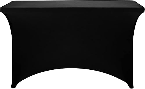Miniatura 630 de FORLIFE Paquete de 6 manteles de elastano, de ajuste universal para mesas rectangulares de 6 pies, para patios, bodas, banquetes, fiestas