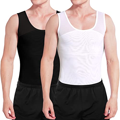Rheane Chest Compression Shirt, Gynecomastia Compression Shirts Men Compression Shirt Mens Slimming Undershirt Body Shaper For Men (Black White M) #TOP10