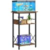 HOOBRO 10 Gallon Aquarium Stand, 3-Tier Fish Tank Stand with Storage, Reptile Turtle Tank Stand with Metal Frame, 20.5″ L x 11″ W , Rustic Brown BF52FT01