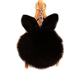 URSFUR Rabbit Fur Ball Keychain Soft Ears Key Chain Ring Hook Phone Bag Pendant