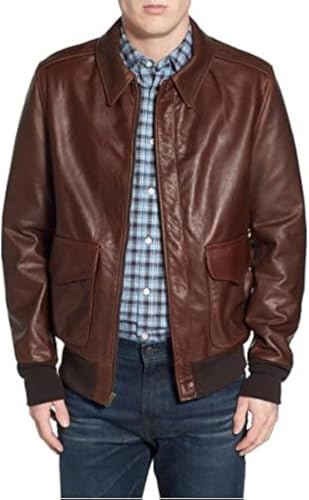 Image of Hide & Seek Men's A2 Aviator Air Force Cockpit Vintage Bomber Military Flight Pilot WWII Distressed Real Leather Jacket