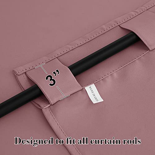 Ryb Home Blackout Curtains For Bathroom - Thermal Insulated Light Block Window Curtains, Back Tab Style For Kitchen Dining Kids Bedroom Basement, Wide 42 X Long 36, Wild Rose, 2 Panels #TOP1
