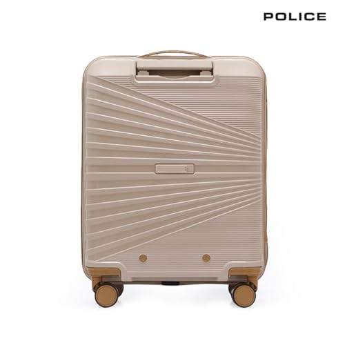 Image of Police Origine Cabin Trolley | 65L Capacity TSA Lock 8 Smooth 360 Spinner Wheels Telescopic Handle PP Hard Shell | Lightweight 20 inch Cabin Luggage for Travel & Weekend Trips (Beige /TAN) (Baby pink /Tan)