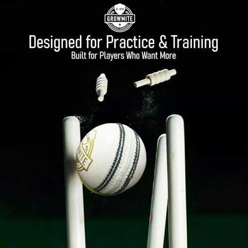 Growmite Leather Cricket Ball, 4-Piece Hand-Stitched, Raised Seam, Practice & Training, 1 Ball by Growmite - Used condition - Image 8