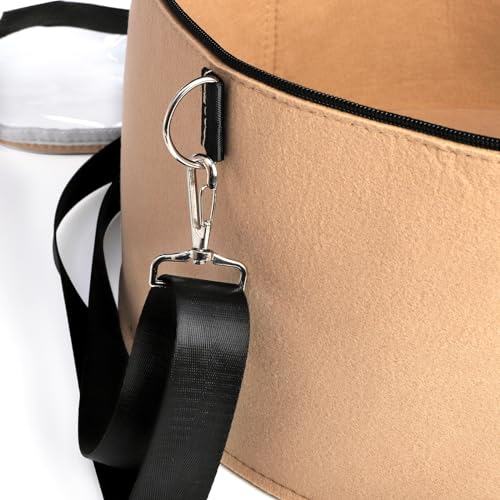 Goaste 2 Pack Hat Storage Box with Lid, 15 Inch Foldable Felt Hat Box, Round Travel Hat Organizer, Cowboy Hat Storage Box with Transparent Lid for Men Women, Stuffed Animal Toys, Clothes, Hats, Khaki