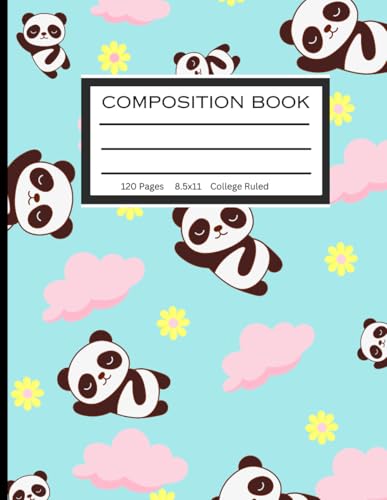 Blue Composition Notebook College Ruled: Cute Kawaii Panda , 8.5x11 ,120 pages: Journal for Girls, Kids, TEENS & Students. School Supplies image 2