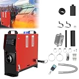 LARS360 Calefacción de estacionamiento diésel de 12 V, 5 kW, calefacción de aire diesel con LCD, calefacción de posición de aire para coche, RV barcos, camiones, autocaravana, autobús (rojo y negro)