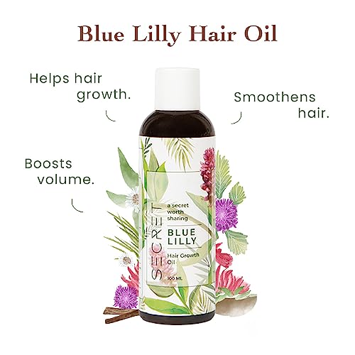 Image of Secret Blue Lilly hair oil - 100% natural ingredients | Boosts hair growth | Increases length & volume | Smooth manageble hair | 100ml
