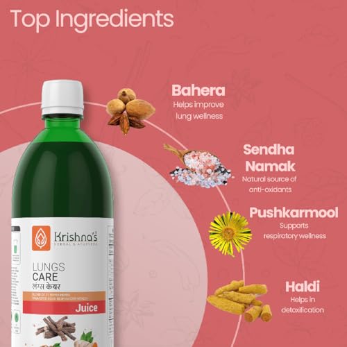 Image of KRISHNA'S HERBAL & AYURVEDA Lungs Care Juice 1000 Ml | Lungs Cleaner For Detoxification And Supports Respiratory System