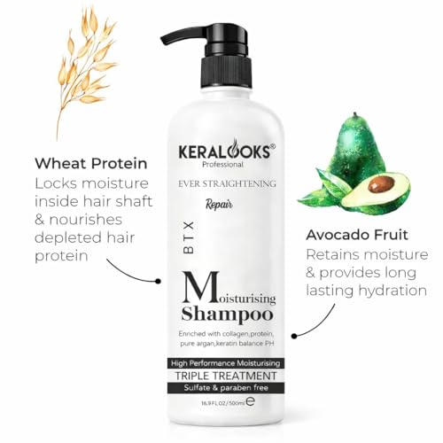 Image of Sulfate-Free BTX Hair Shampoo 500ml | Deep Moisturizing, pH-Balanced with Collagen, Keratin, Argan Oil & Protein | For Damaged, Dry & Dull Hair