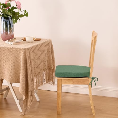 Image of IPYNBAP Chair Cushions for Dining Chairs, Kitchen Chair Cushions, 16'' x 16'' x 2'', Non Slip Indoor Seat Cushions, Chair Pads for Dining Chairs with Ties & Removable Cover, Set of 4, Dark Green