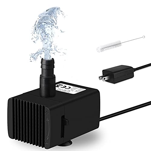 Replacement Pump for Cat Water Fountain Pet Fountain - GAIZERL 12V 63GPH Safe Ultra Quiet Long Lifespan Dog Fountain Pump Replacement with Adapter & Cleaning Brush for Pet Drinking Fountain