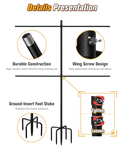 Ardier Adjustable Shooting Target Stand with 5-Prong Base, Portable Steel Target Holder with 9 Clips and 15 pcs Paper, Ideal Hunting Accessories for Outdoor Shooting Range, L