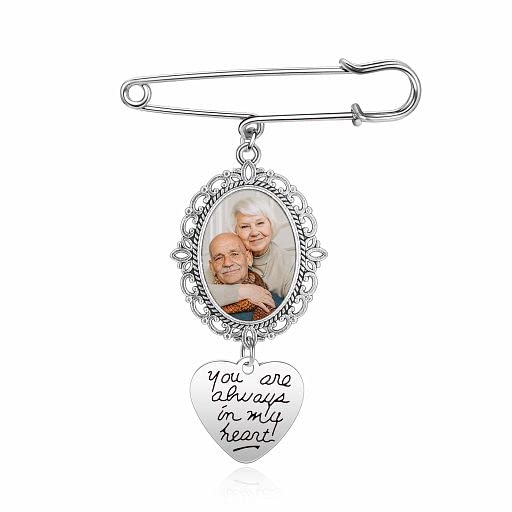 Wedding Bouquet Personalized Photo Charm Memorial Keepsake Bouton...