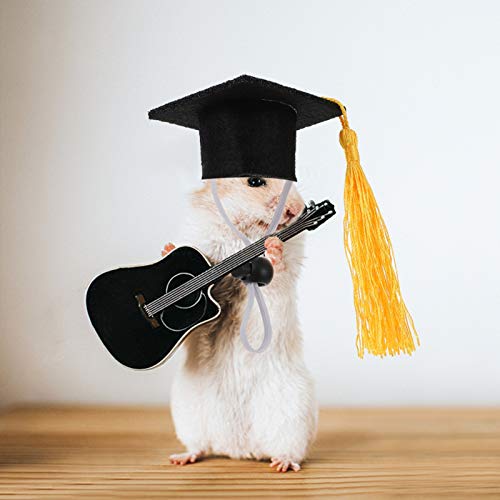 Kesyoo 4Pcs Mini Graduation Cap Pet Graduation Caps Small Dog Graduation Hats With Yellow Tassel Pet Christmas Costume For Dogs Cats Holiday Costume Accessory #TOP6