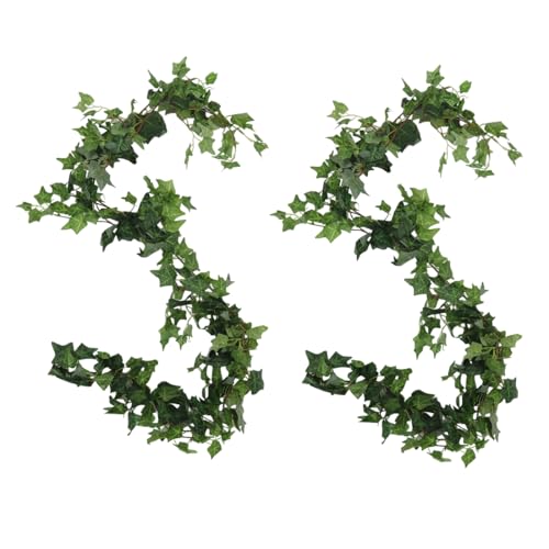 Sprinlot 2 Piezas Guirnalda Hiedra Artificial, 2M Hiedra Hojas Ederas Decoración, Plantas Trepadoras Artificiales Interior Exterior, Decoracion de Jardin Falsa Fiesta de Bodas