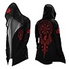 Generisch Hoodie Men's Medieval Viking Hoodie Ninja Hoodie Medieval Nordic Myth Medium Length Cardigan with Hood Gothic Motorcycle Jacket Carnival Halloween Skull Jacket, R Black, M #4