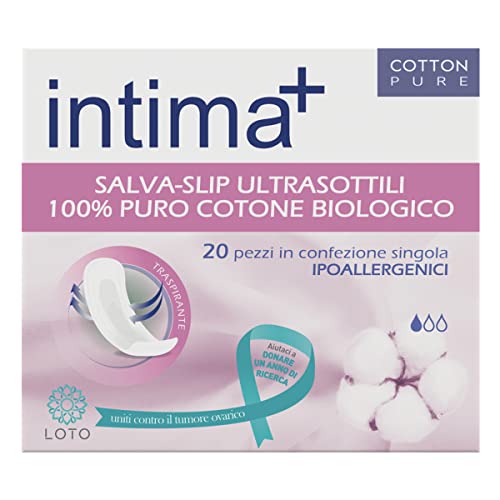 Intima+ Salva-Slip ultrafino 100% puro algodón orgánico hipoalergénico 20 unidades