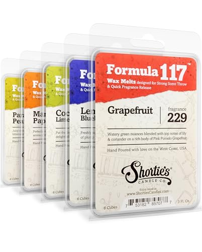 Shorties Candle Company Summer Premium Wax Melts Variety 5 Pack - 15 Oz. Strong & Long Lasting Non-Toxic - Made with Essential & Natural Oils - Formula 117