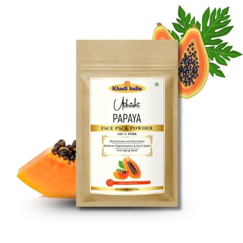Image of Khadi Papaya Face Pack Powder 100g | For Dark Sports, Pigmentation & Anti Aging | Glowing & Brightening | Pure, Natural & Ayurvedic | Removes Durt & Impurities | Face Pack for Men & Women