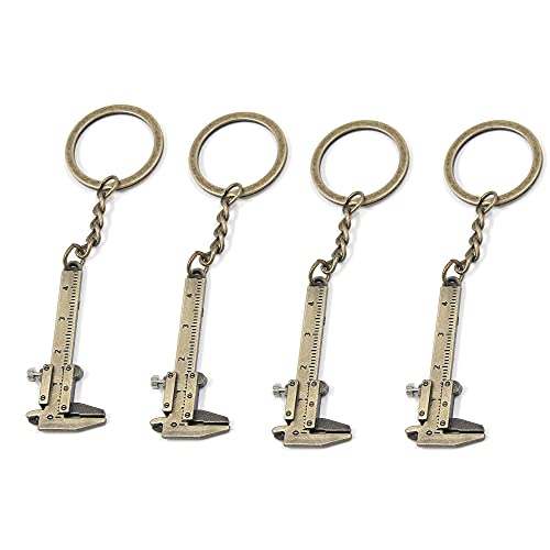 45mm Fashion Mini Vernier Caliper Keychain Zinc Alloy 3D Movable Vernier Caliper Key Chain Precision Miniature Pocket Vernier Caliper Keyring - 2PCS (Silver)