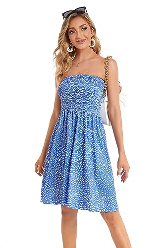 Image of CHICGAL Summer Dresses for Women Beach Cover Ups Strapless Boho Floral Print Sundress 2026