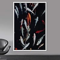 Framed Canvas Wall Art Fish Bedroom Colorful Jellyfish Marine Life Multicolor Neon Photography Tropical - 16x24 inches