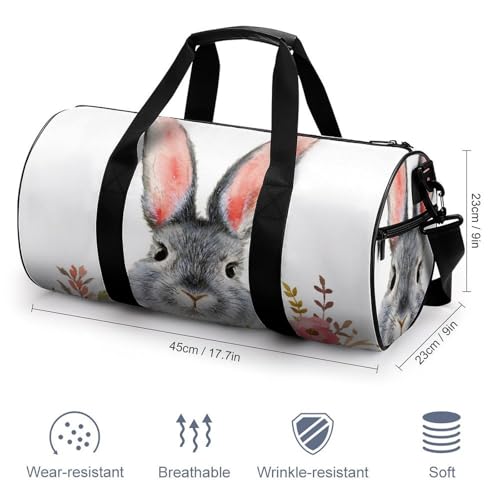 Duffel bag fleurs lapin 45x23x23cm compact et ultra résistant