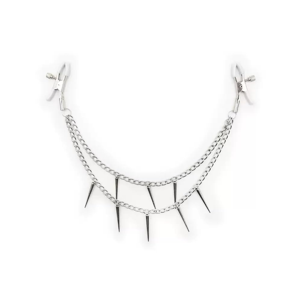 Nipple Clamps Women Body Chain BDSM Stylish Nipple Chain Adjustable Clamps Dual Spiked Pants Chain Waist Chain Breast