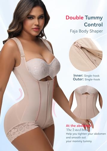 SHAPSHE Fajas Colombianas Shapewear Bodysuits for Women Tummy Control Butt Lifter Compression Garment Open Bust3
