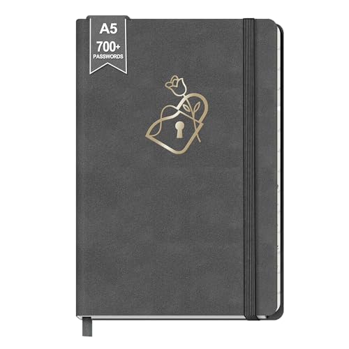 BIROYAL Passwort Buch Deutsch - 21 5 x 14 5 cm Passwortbuch mit Register A-Z - Hardcover Notizbuch mit Register A5 für Websites Benutzernamen und Passwörtern - Passwörter Buch für das Home Office