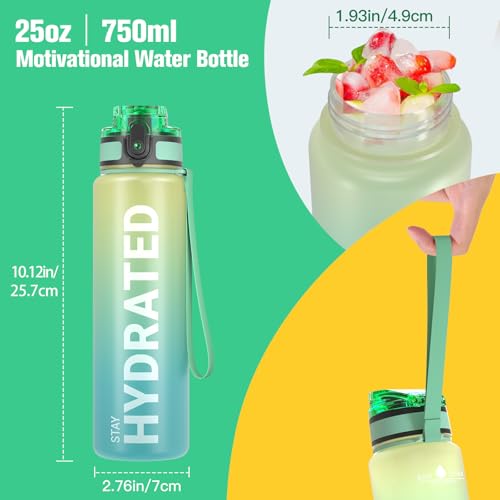 Image of Sahara Sailor Water Bottle, 32 /25 /17oz Durable and Leakproof Water Bottles Motivational with Time Marker, Tritan, BPA Free, Wide Mouth with Easy Clean Brush for Gym, Travel, School, Office (1 Bottle)