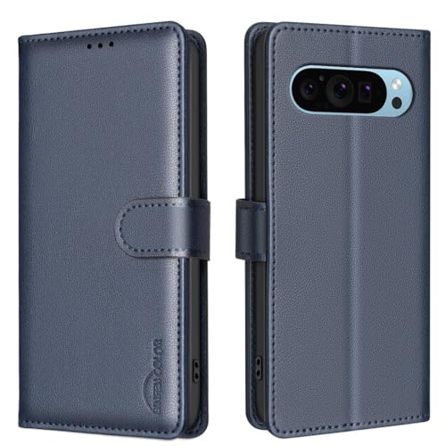 Housse portefeuille Google Pixel 10 5G cuir bleu foncé clapet protection antichoc