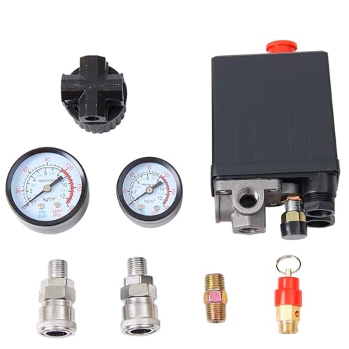Compresor de aire regulador de 4 puertos 220V 380V interruptor presión 180PSI 6
