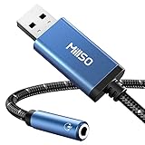 MillSO USB to 3.5mm Jack Audio Adapter Sapphire Blue/Durable Braided/Smart Chip TRRS USB to Audio...