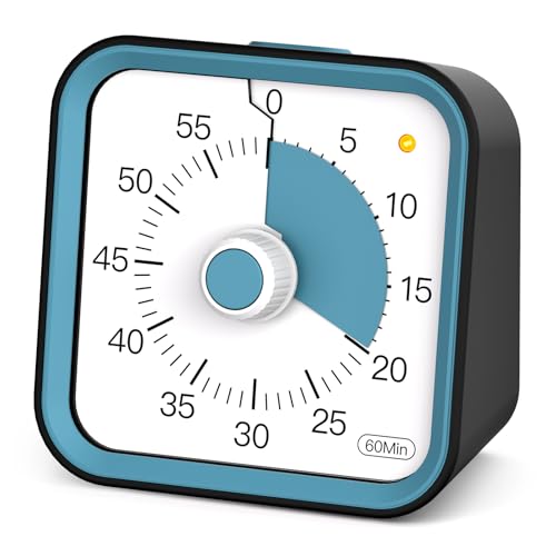 InfPokid Visueller Timer Kinder mit Pausenfunktion, 60 Minuten Countdown Timer für Kinder Schreibtischstudie, Bürotisch und Meetings, Kochen in der Küche, Leises Zeitmanagement für ADHS (Schwarz) 1