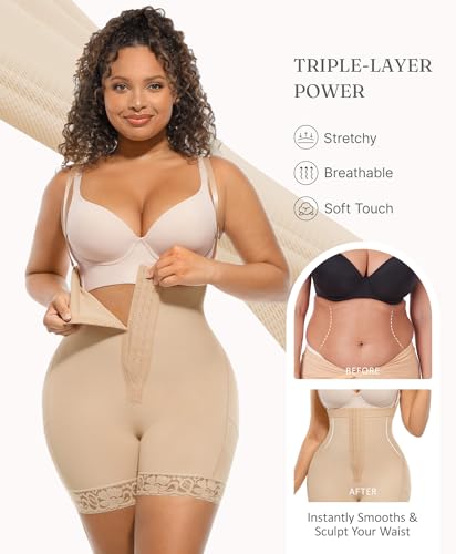 FeelinGirl Tummy Tuck Compression Garment for Women Fajas Colombianas Reductoras y Moldeadoras Stage 2 Faja Beige XL