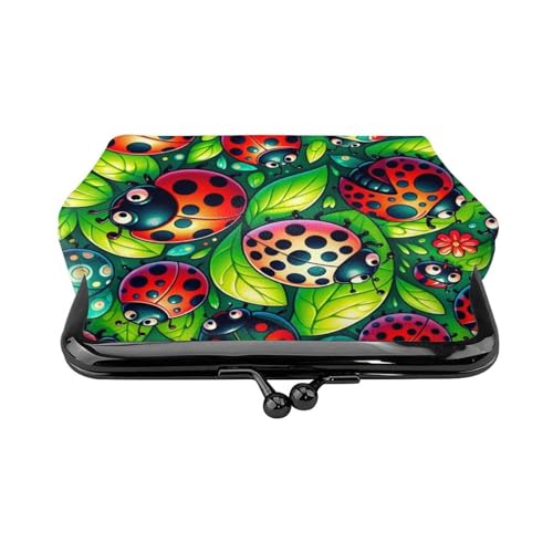 Pu Leather Buckle Coin Purse Garden-Animal-Leaves Girls Kiss-Lock Change Purse Wallets2