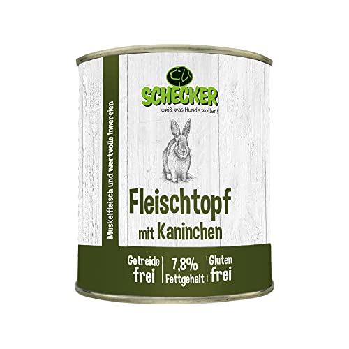 6x820g Schecker Fleischtopf mit Kaninchen - getreidefrei - glutenfrei - in Deutschland herstellt